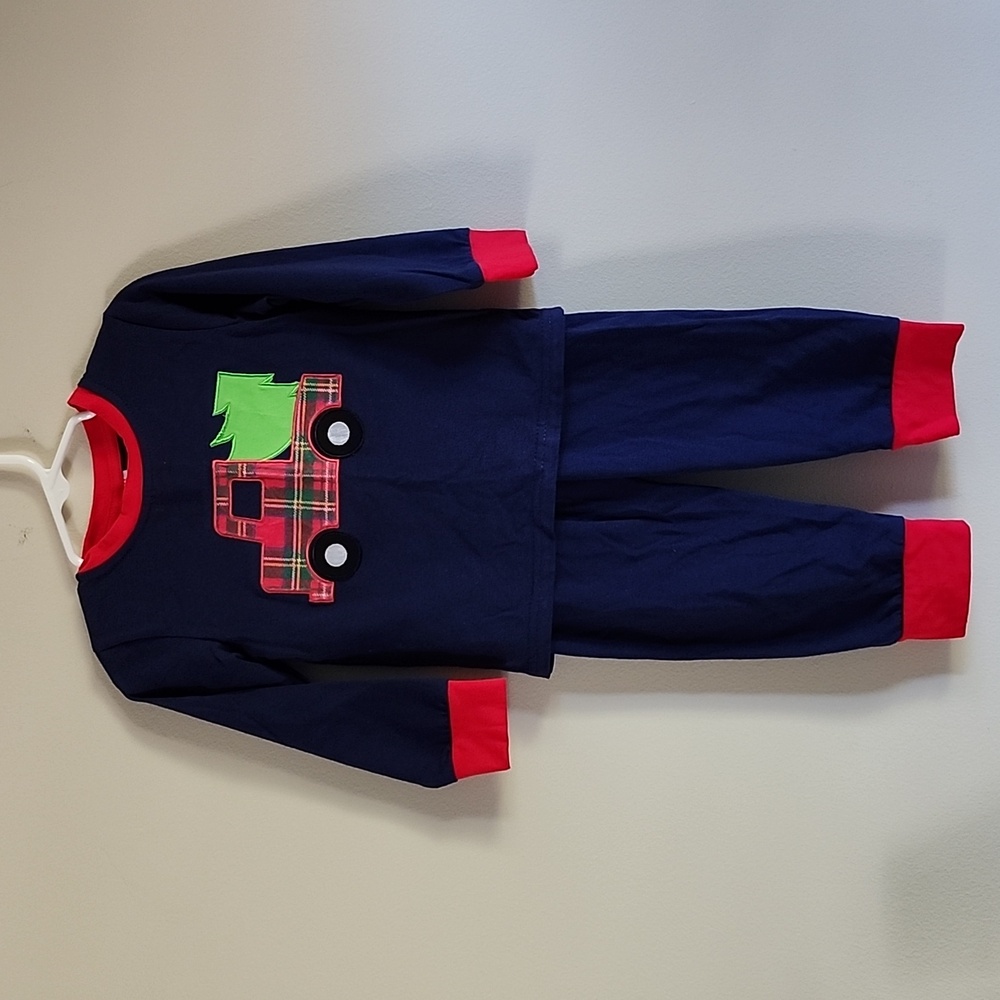 NWT Boys Navy Truck with Tree Holiday Lounge set 18-24 months / XS